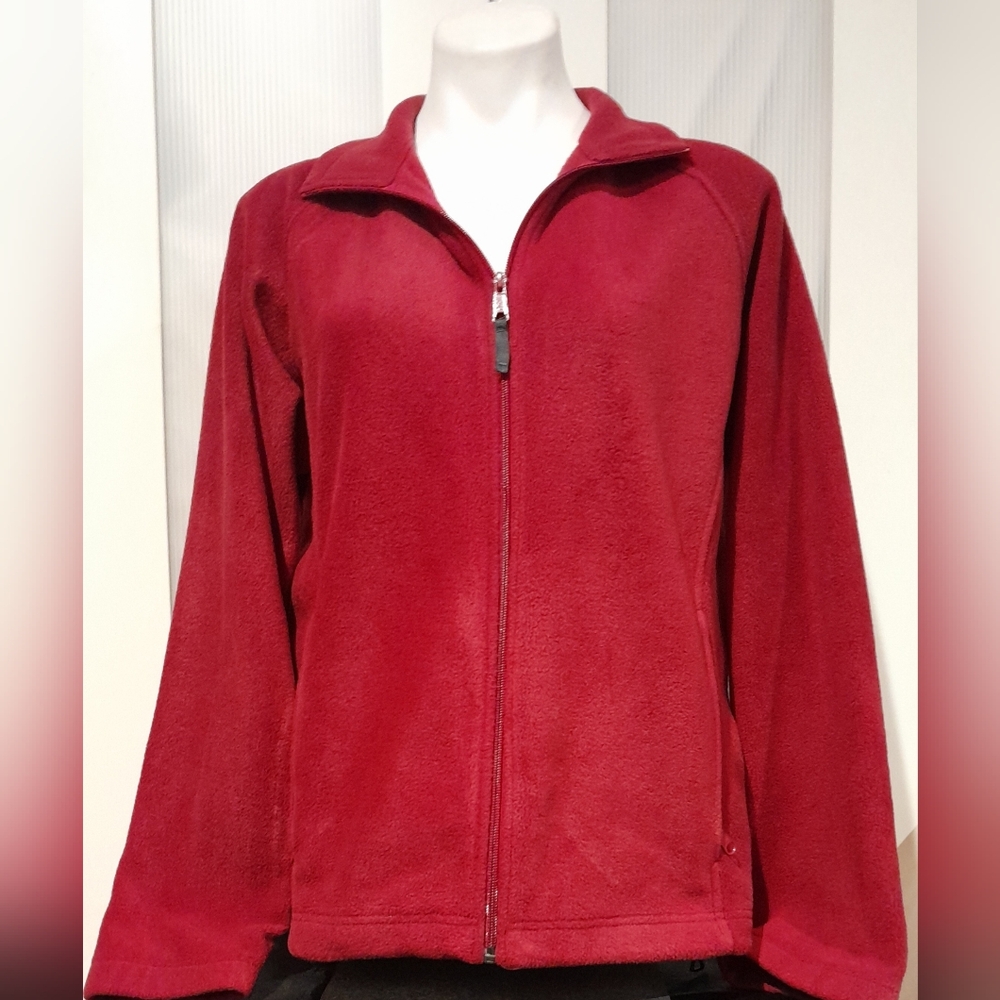 Vintage Pacific Trail -  Ladies Red Zip Up Fleece Jacket With 2 Side Pockets, LG